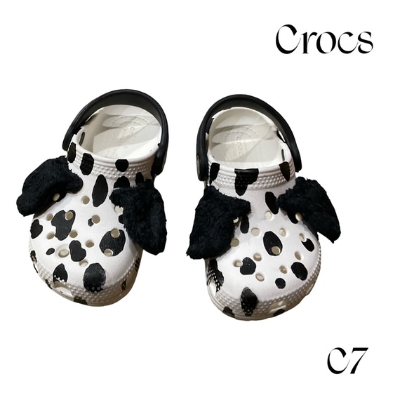 CROCS Other - CROCS Black and White Spotted I am Dalmatian classic dog puppy Clogs size C7 EUC